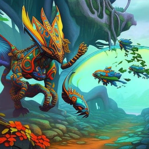 Psychedelic Fantasy Painting in Vivid Detail