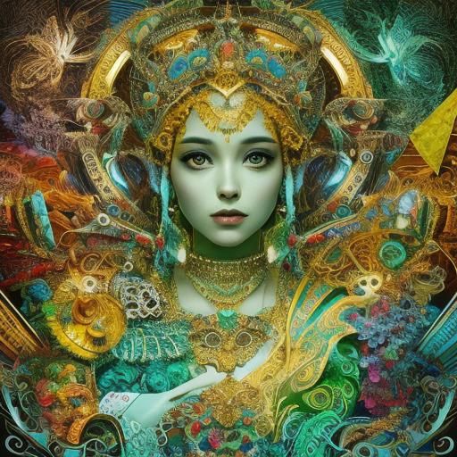 Surreal Renaissance Courtesan in Psychedelic 8K CGI
