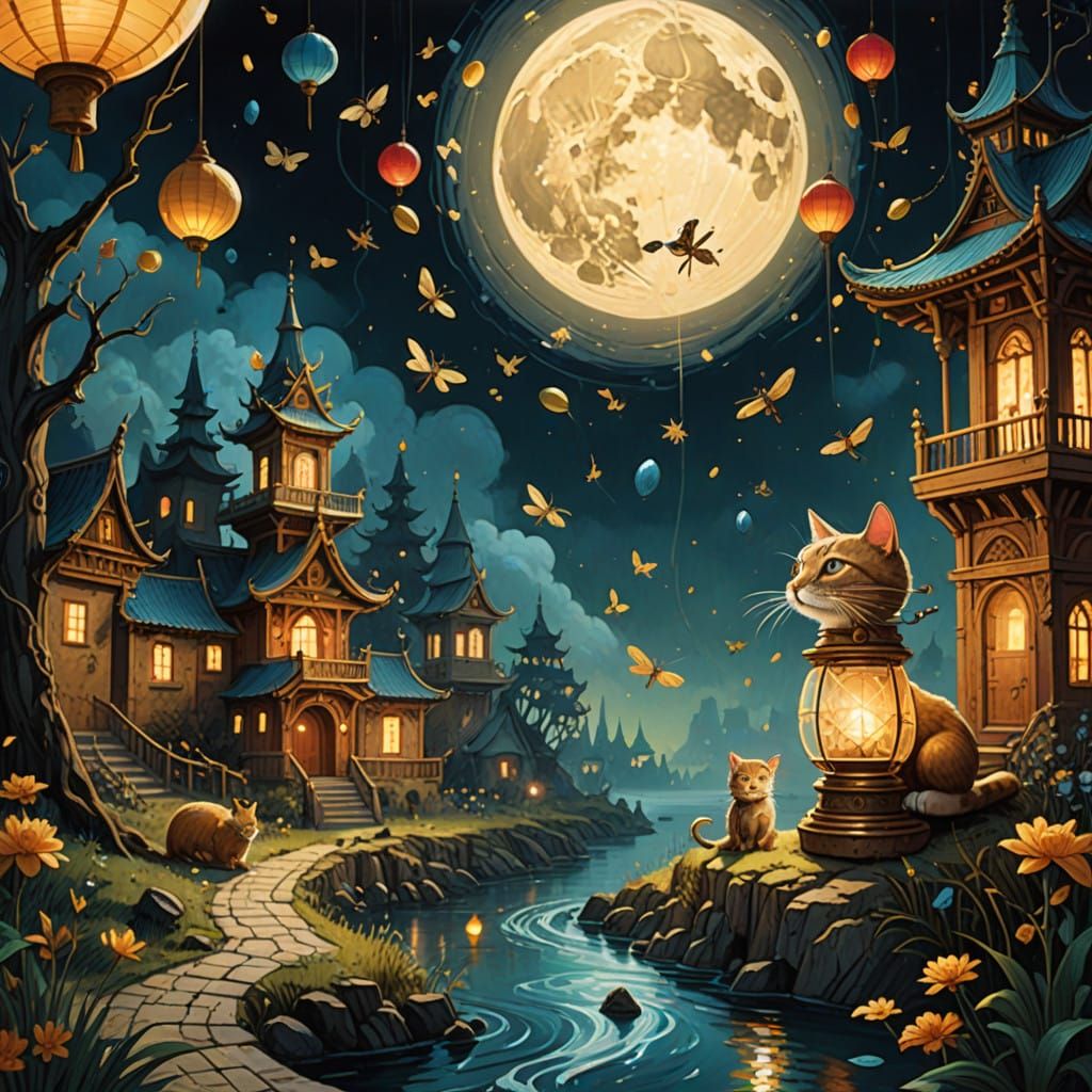 Surreal Eastern Western Mythology Mosaic in Dreamlike Armage...