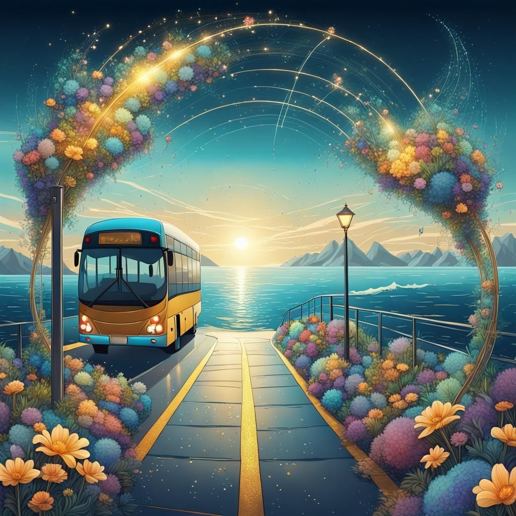 Vibrant Daytime Road to a Shimmering Ocean Paradise