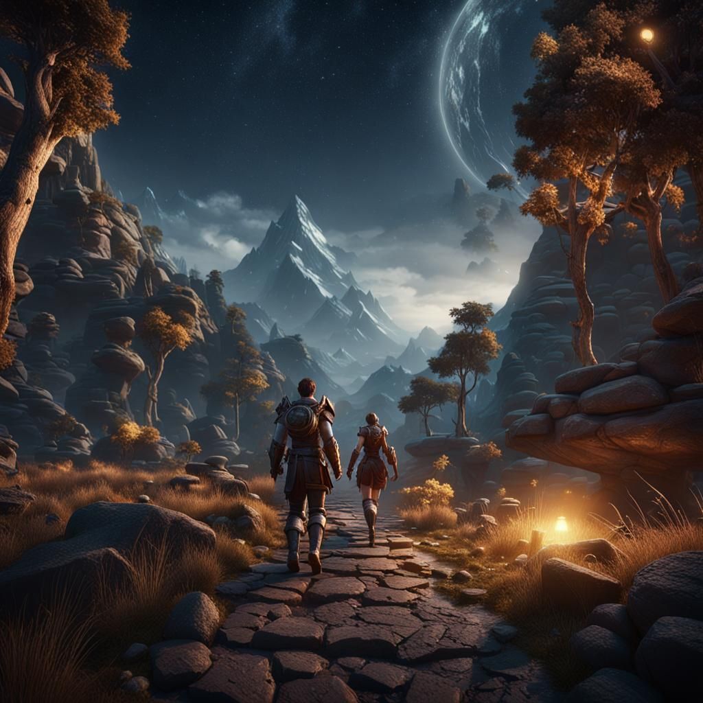 Epic 3D Game Cinematic Scene with Strong Women and Mysteriou...