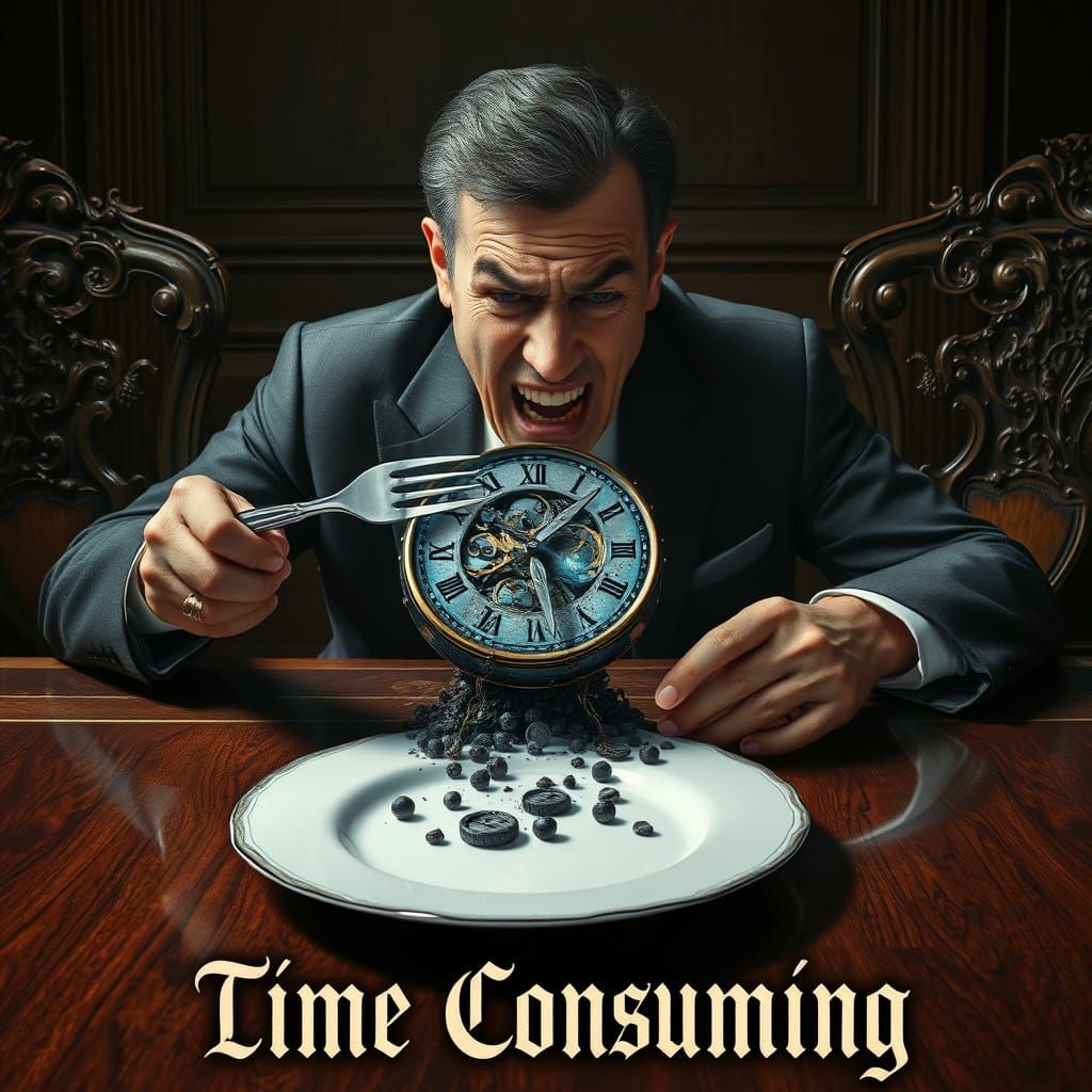 Man Consumed by Time's Dark Torment