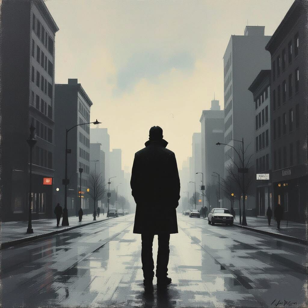 Melancholic Cityscape Inspired by Rothko and Hopper