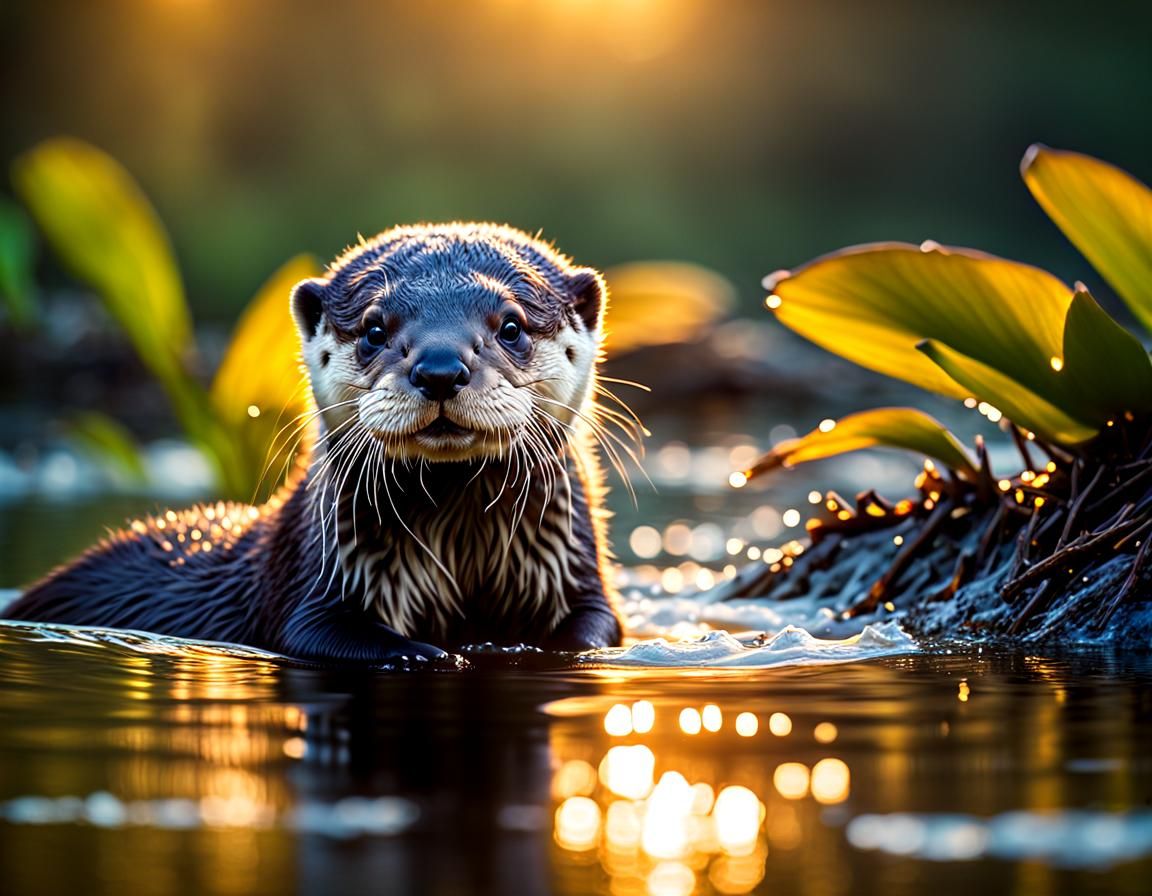 Epic Otter Masterpiece in Golden Hour
