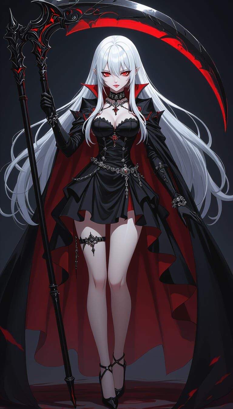 Anime Vampire Admiral with Scythe and Gothic Dress