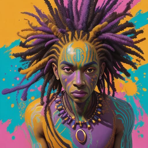 Vibrant Fauvist Masterpiece with Amethyst Aardvark