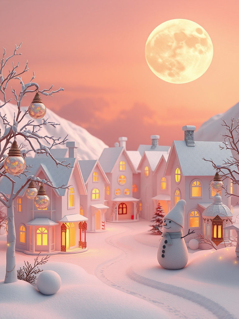 Winter Village in Whimsical Paper and Light