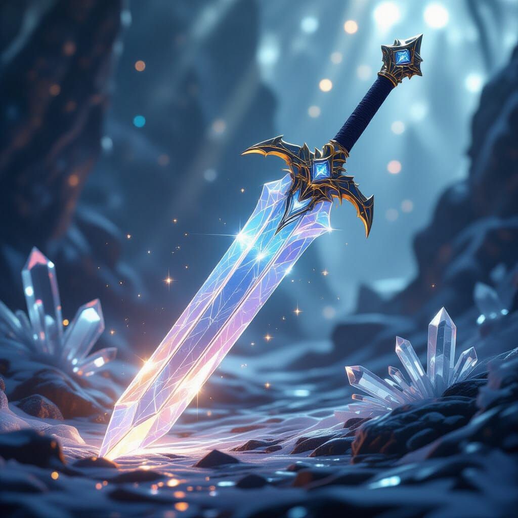 Shimmering Crystal Sword in Fantastical Style