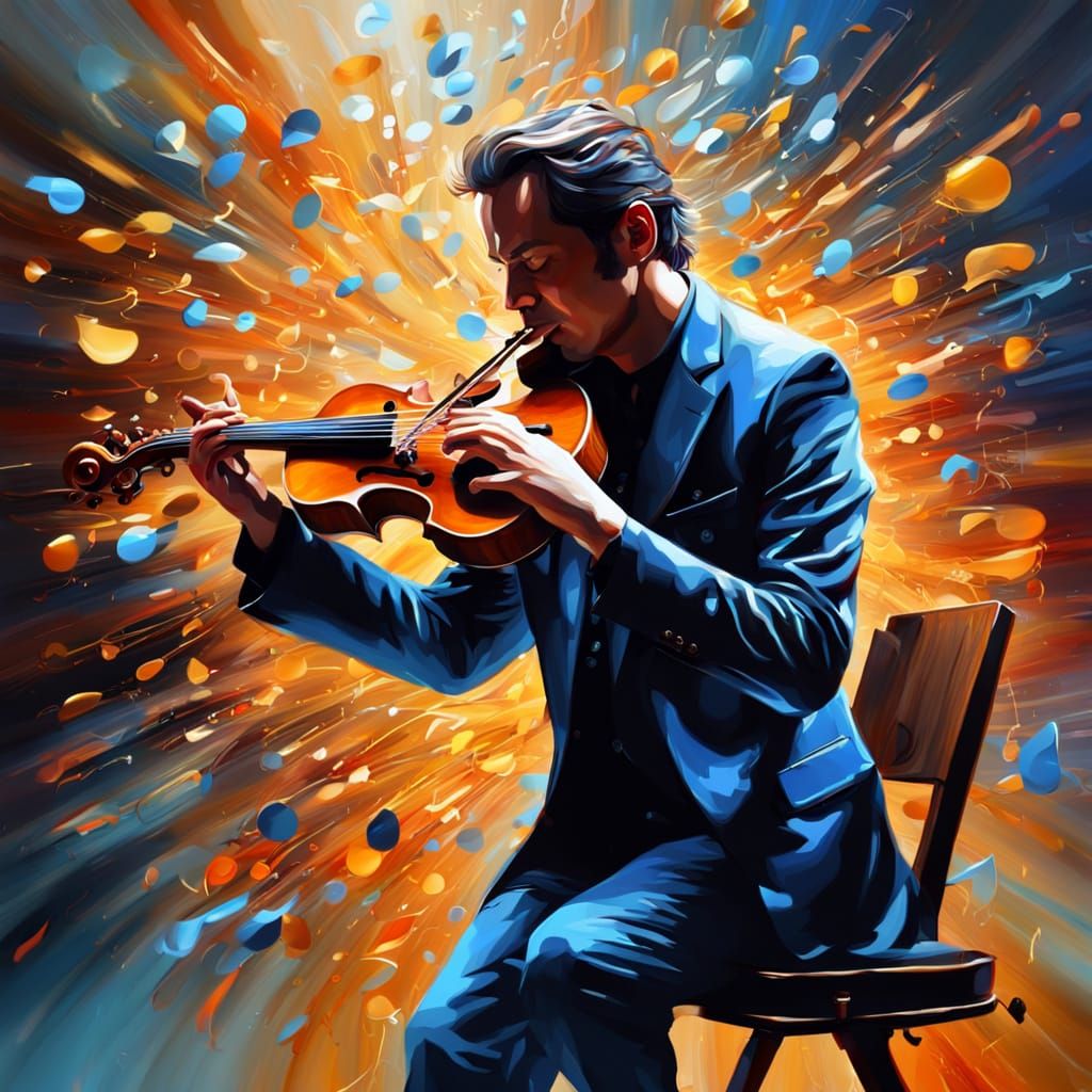 Vibrant Musician in Studio, Masterpiece in Oil Painting Styl...