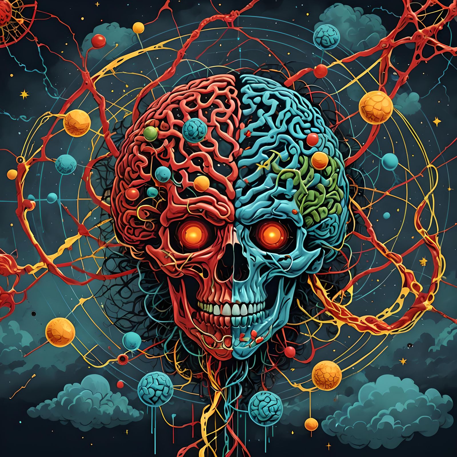 Surreal Brains and Magic in Pop Art Style