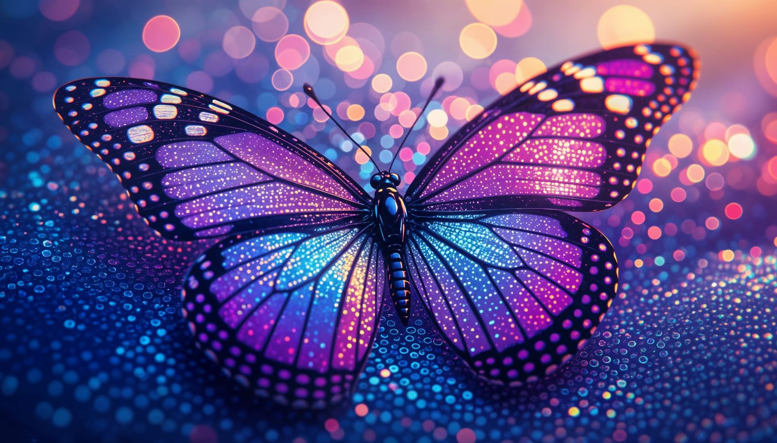 Iridescent Neon Butterfly Wing in Macro Detail