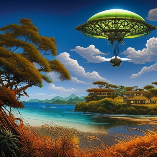 Laputa Island Soars Amidst the Skies