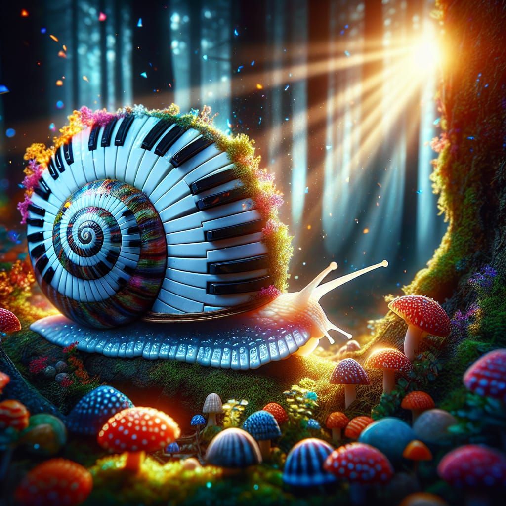 Ethereal Piano Shell Snail in Enchanted Forest
