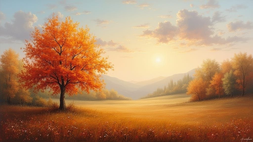 Autumn Landscape Oil Painting in Vibrant Colors
