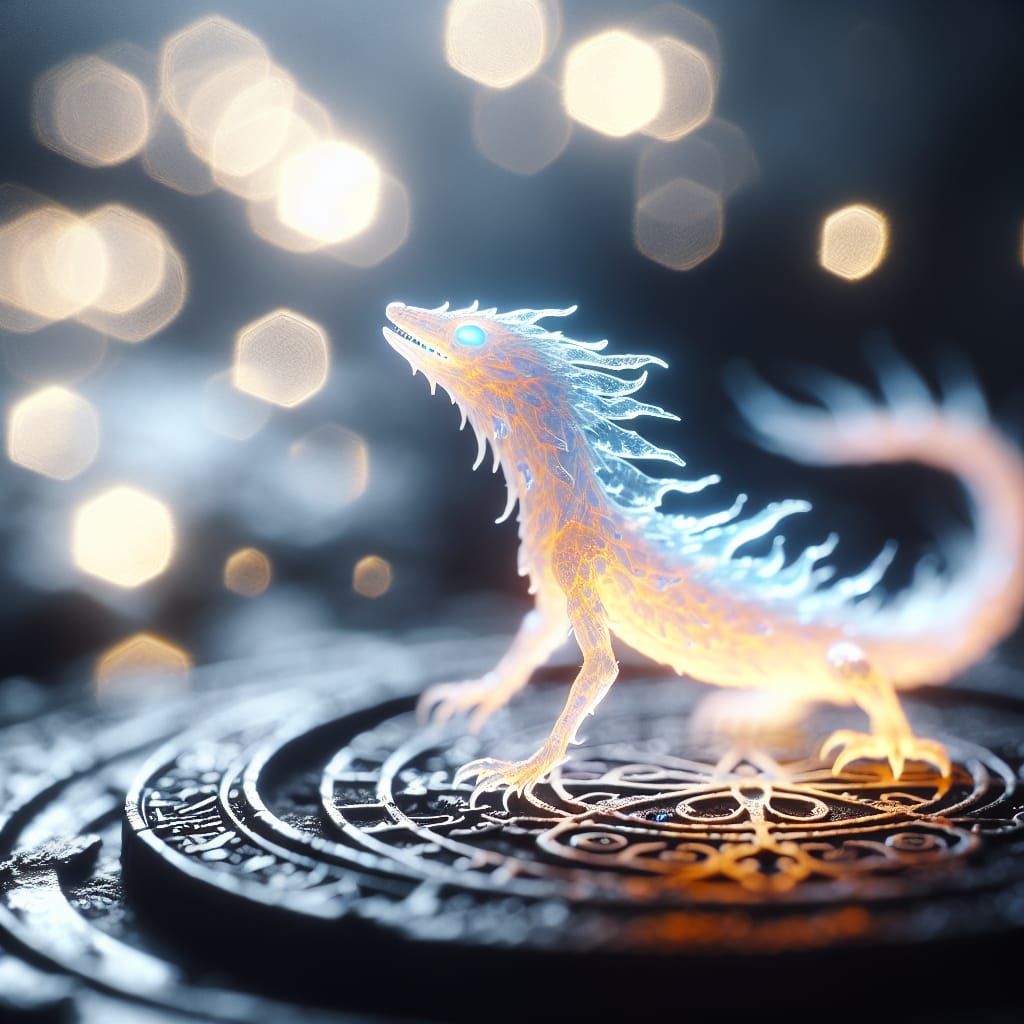 Glowing Spren-Like Lizard on Storm-Forged Glyph
