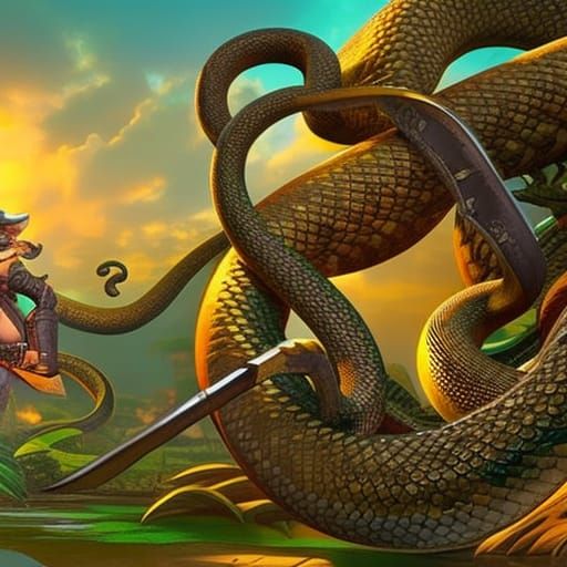 Dueling Bananas and Snakes in Epic Hyperrealistic Art