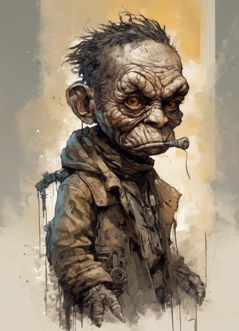 Cyberpunk Chibi Puppet Shrouded in Ruins