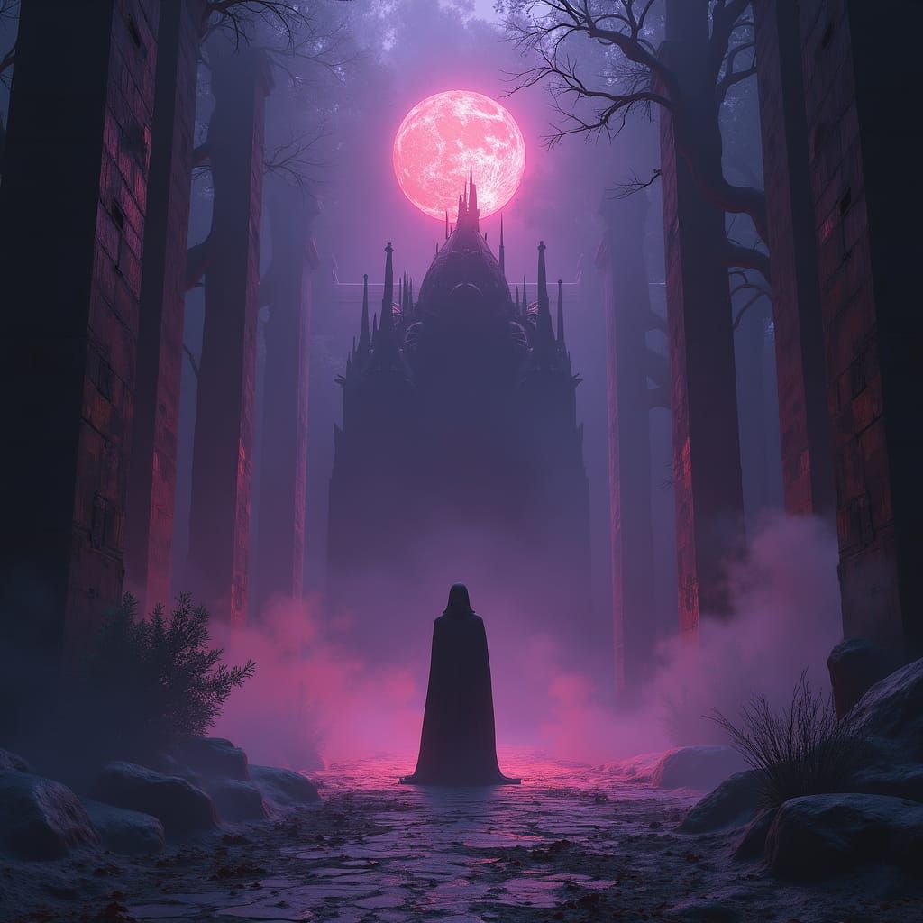 Ominous Dark Fantasy Scene in Hyperdetailed Style