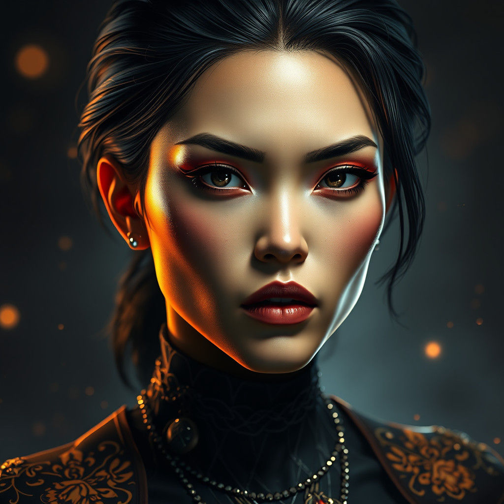 Intricate Portrait in Hyper-Realistic Style with Deep Shadow...