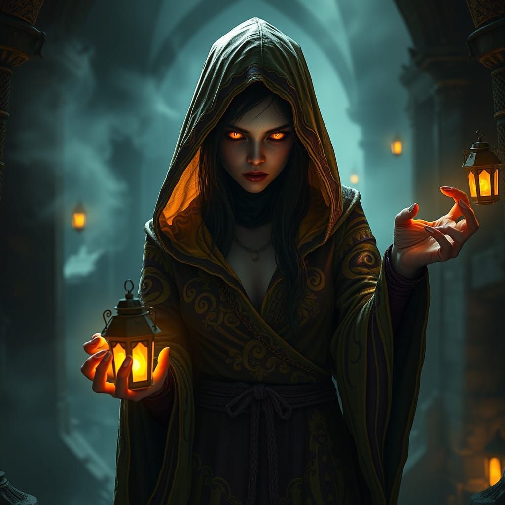 Dark Fantasy Cthulhu Cultist in Haunting Ruins