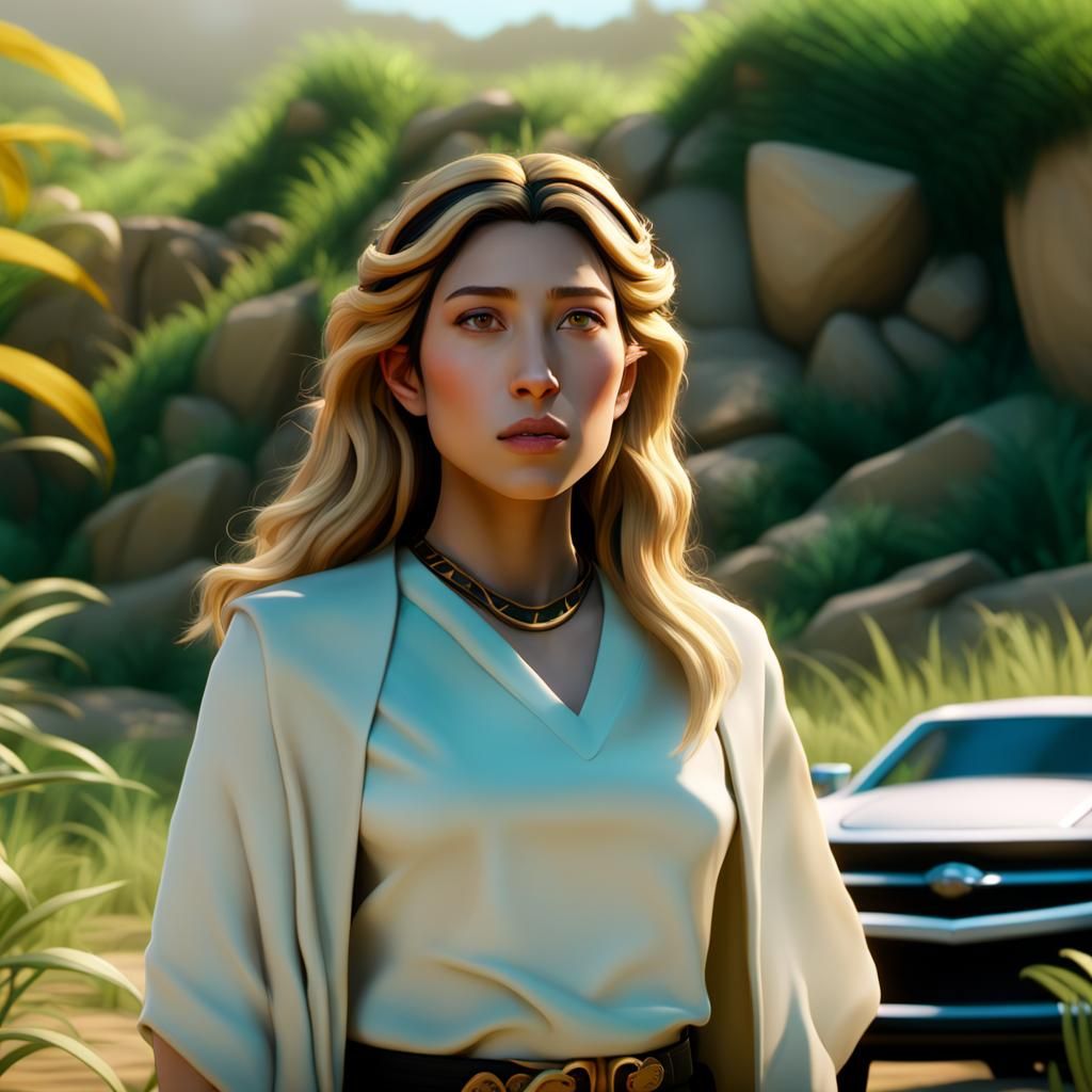 Dichen Lachman as Soyona Santos in 3D Cartoon Style Art