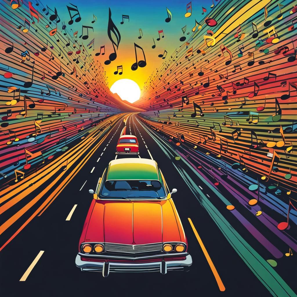 Electric Sunset Drive in a Crazy Traffic Jam