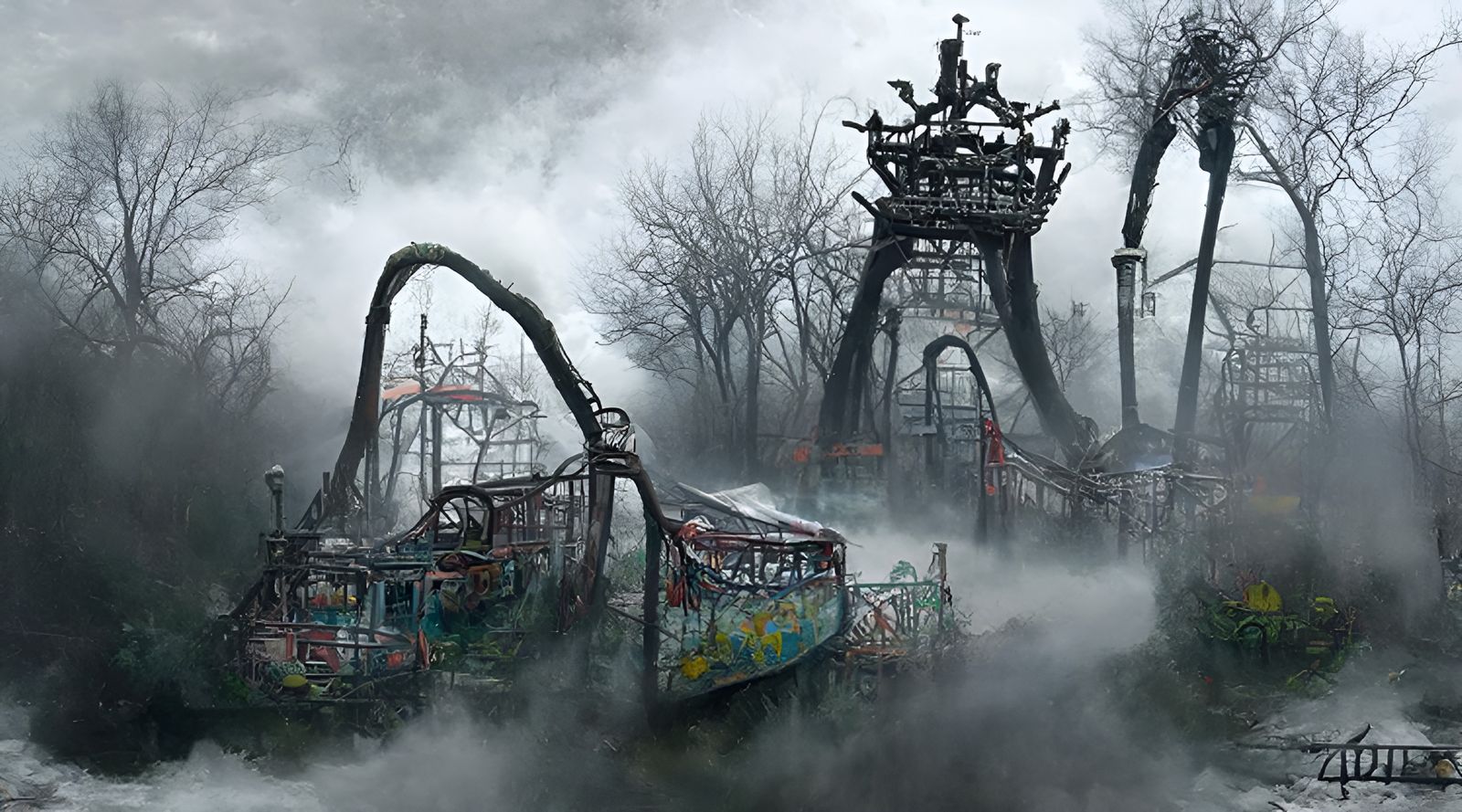 Darkened Thrill Park: A Haunting Abandoned Wonderland
