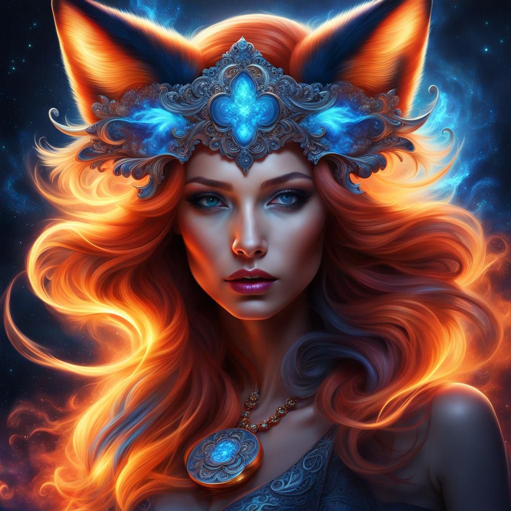 Stunningly Beautiful Savage Fox Girl Eating Dog Biscuits in...