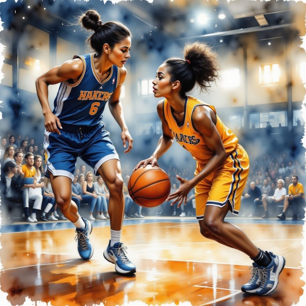 Basketball Player Scores: Inksplash Watercolor Art