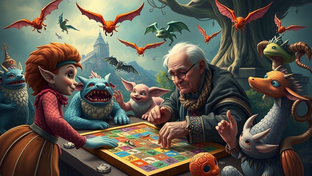 Magical Kingdom Board Game in Digital Painting Style