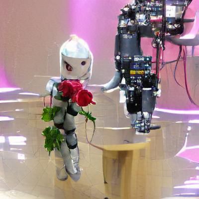 Humanoid Robot with a Symbolic Rose Bloom