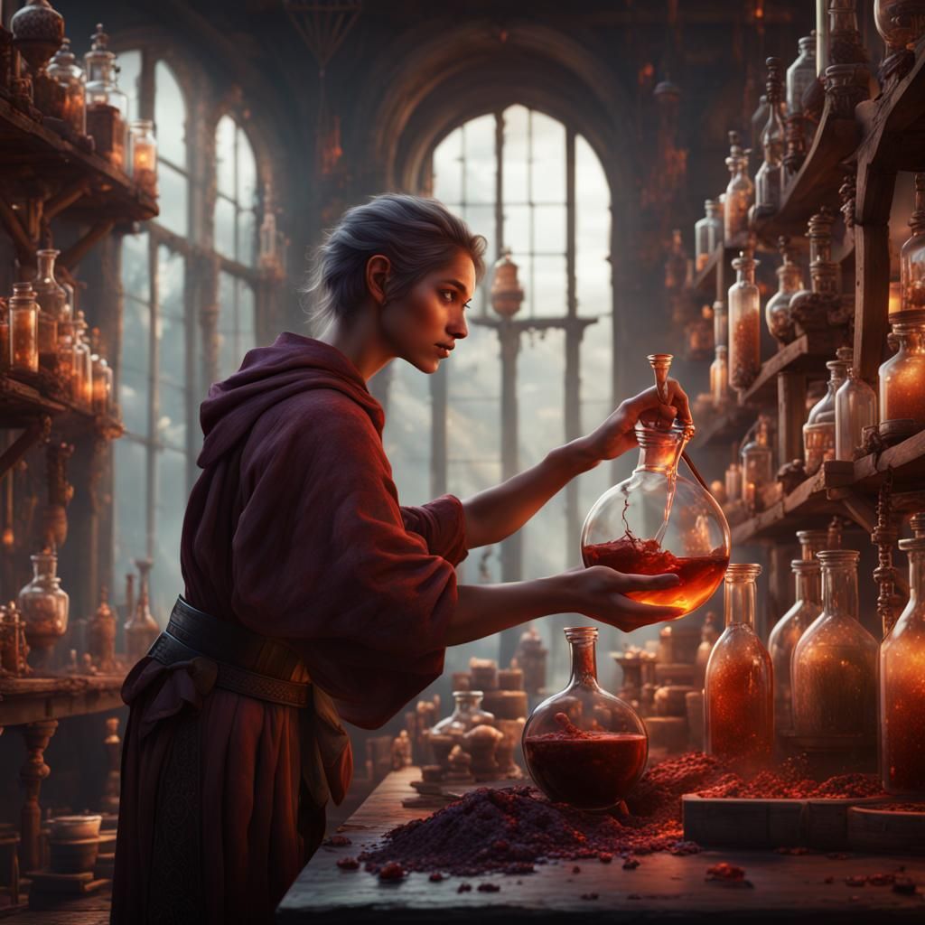 Mythical Alchemist Brews Enchanted Elixir