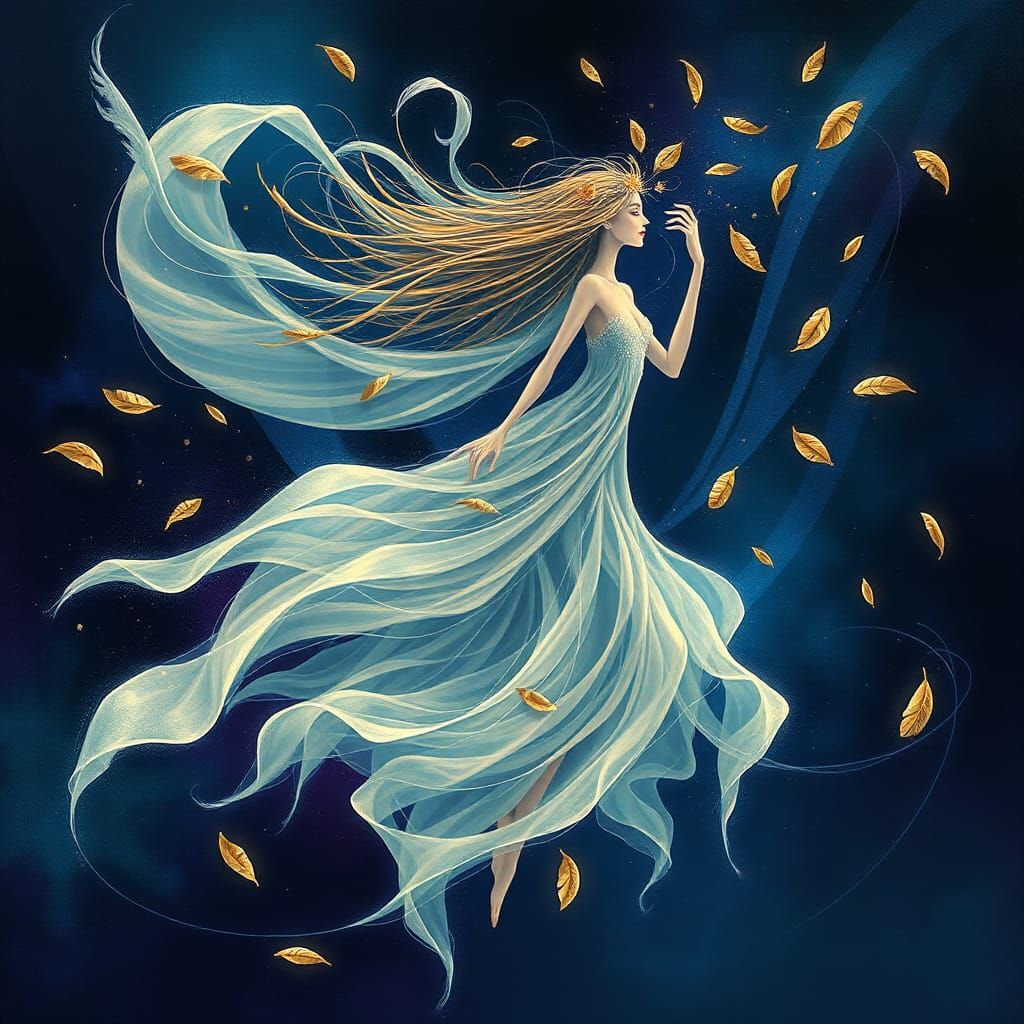 Ethereal Goddess of Wind in Cosmic Harmony