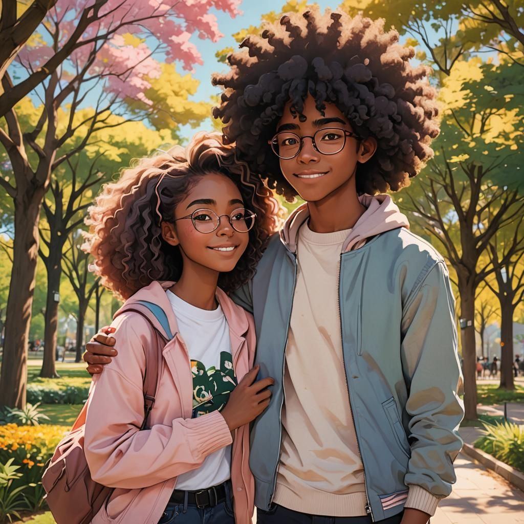 Tender Anime Moment in a Sunny Park