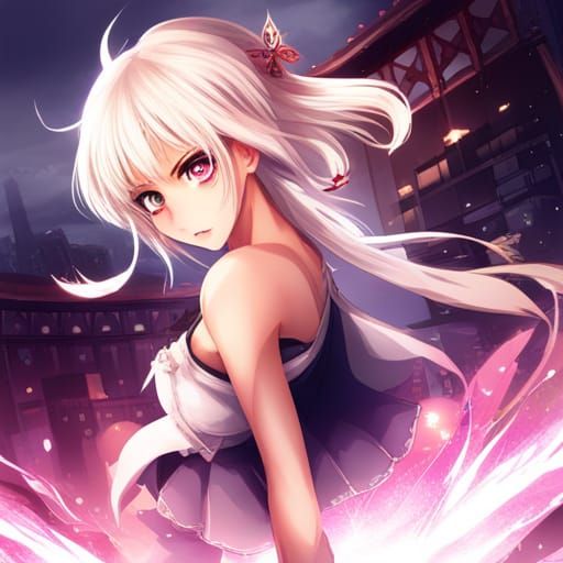 Japanese Manga Girl with White Hair and Ice Powers