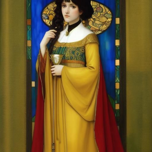 Gustav Klimt-Inspired Portrait of Young Lily Elsie in Art No...