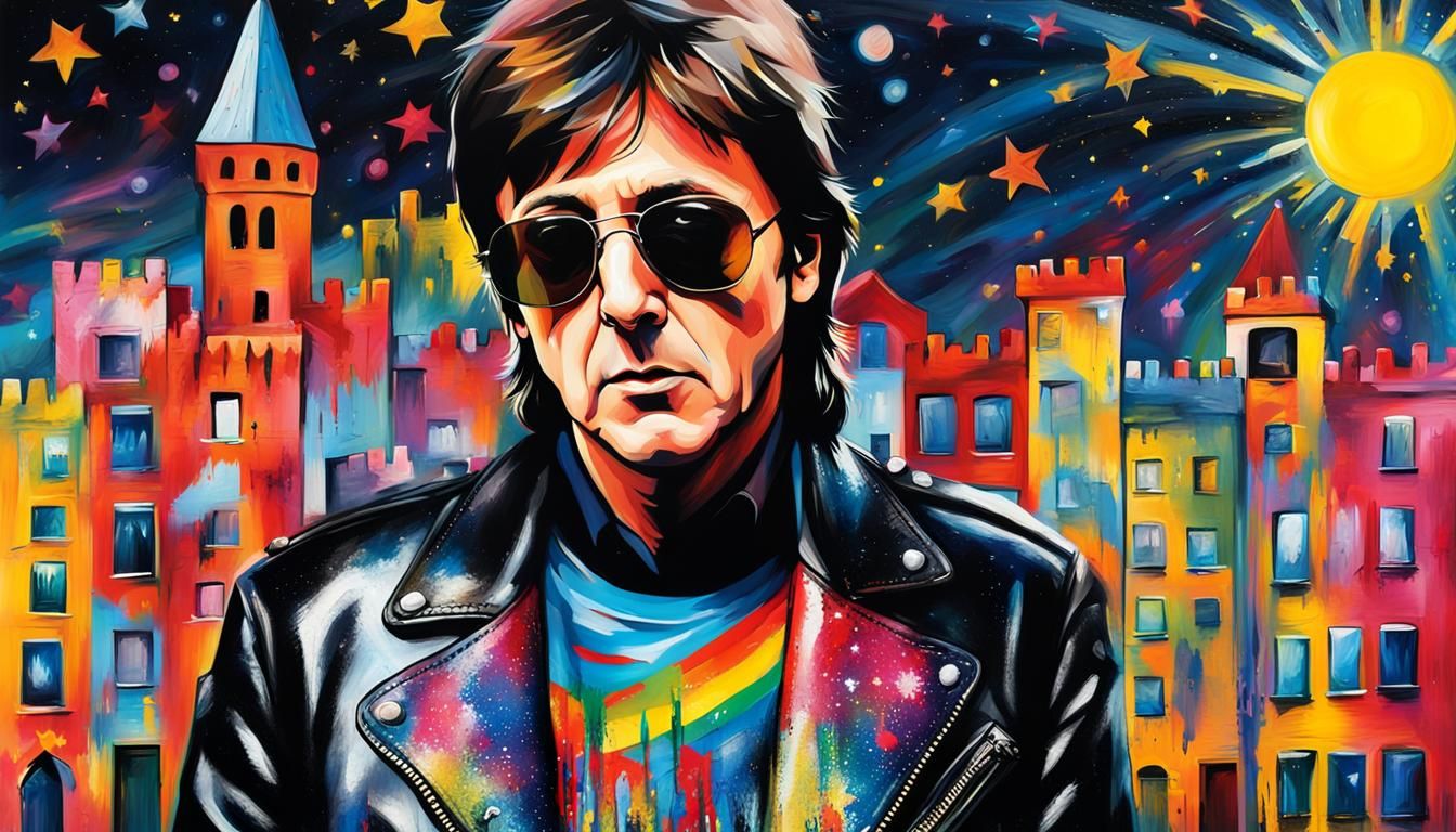 Pop Art Portrait of Paul McCartney in a Graffiti-Adorned Cit...