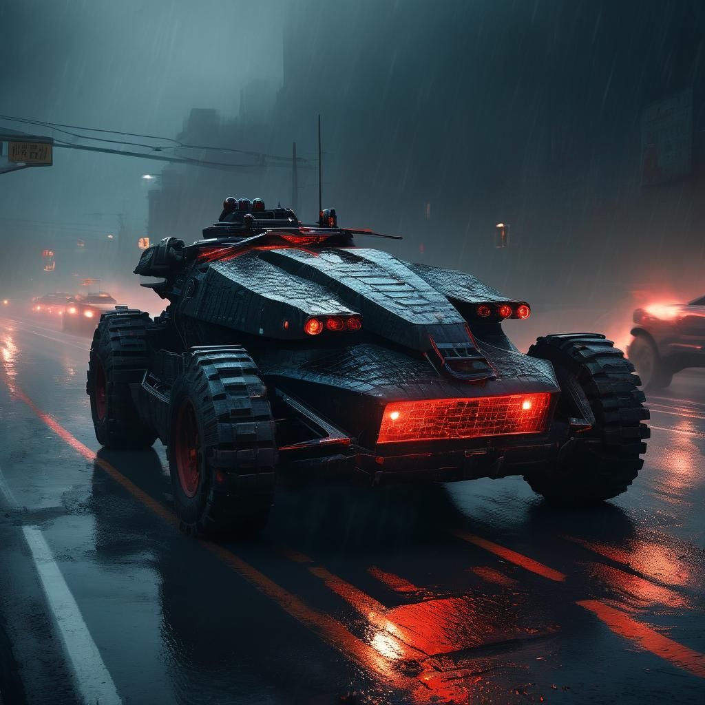 Cyberpunk Alligator-Scale Sports Car Speeds Through a Desola...