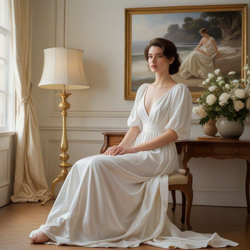 Serene Fashion Study in Whimsical Realism