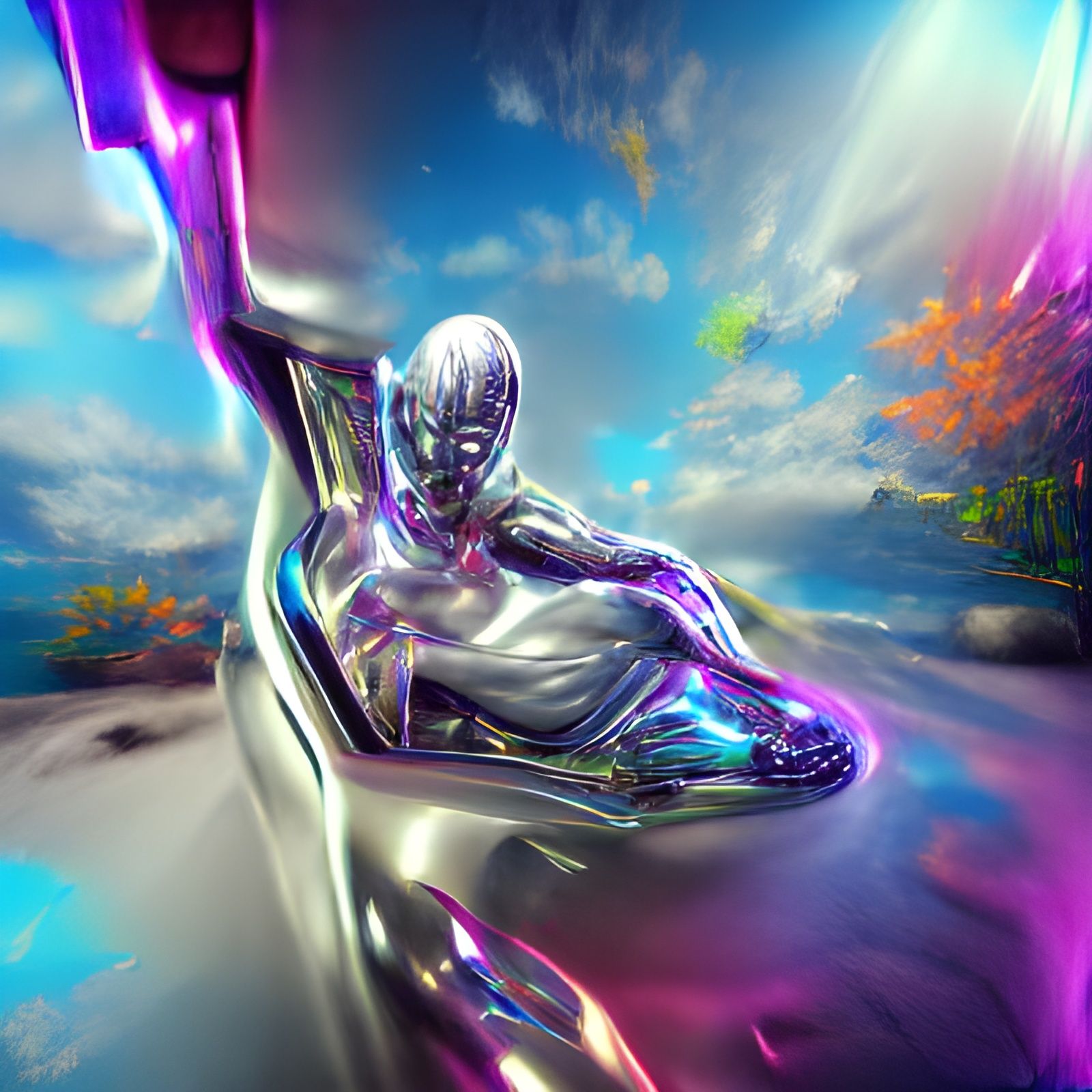 Epic Cosmic Rider in Neon Light