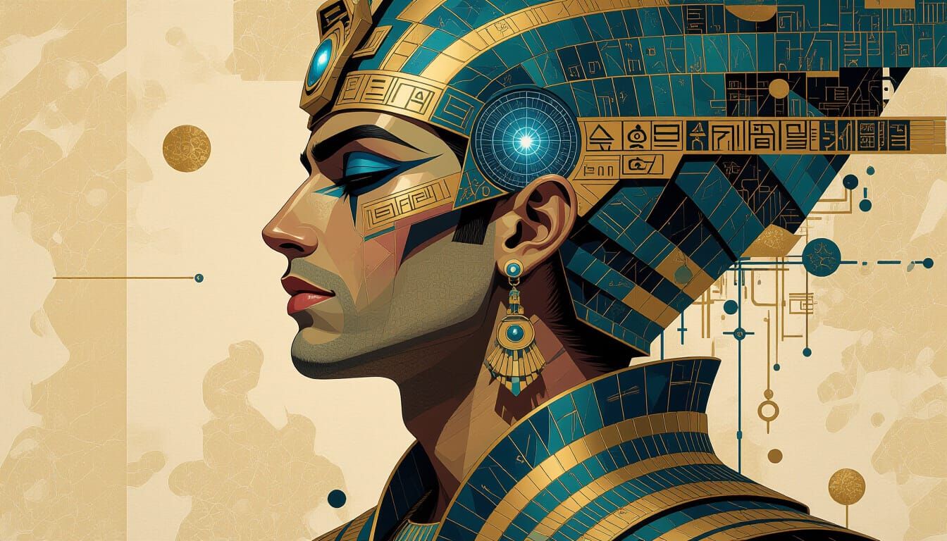 Metaphysical Egyptian Male in Astral Graffiti Style