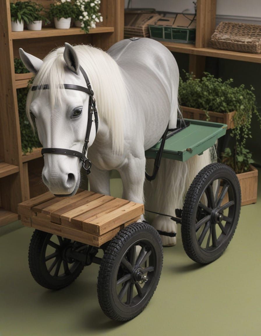 IKEA-Style Horse and Cart Assemblage