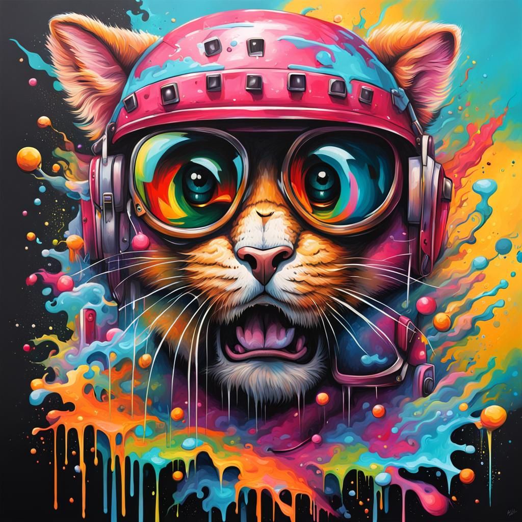 Surreal Futuristic High School with Vibrant Street Art