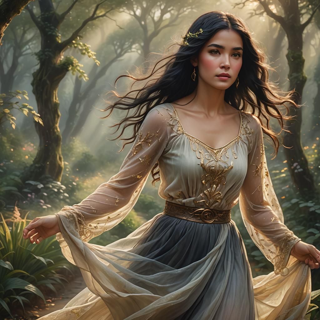 Mystical Female Form in a Golden Glow