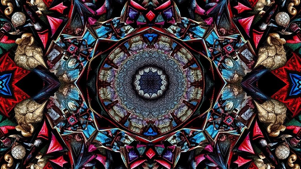 Ethereal Figure in Kaleidoscopic Dusk, Featuring Symmetrical...