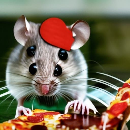 mice eating pizza