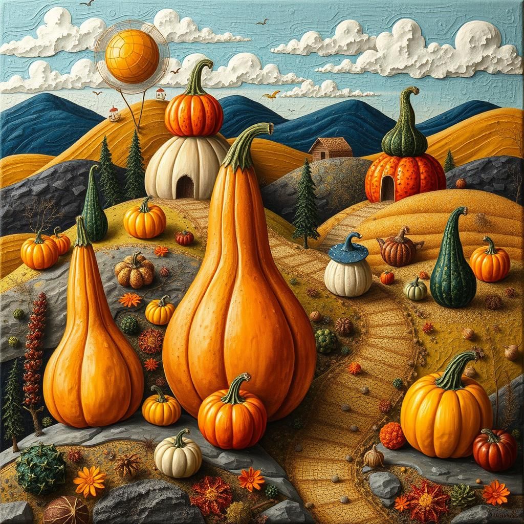 Whimsical Harvest Wonderland in Vibrant Colors