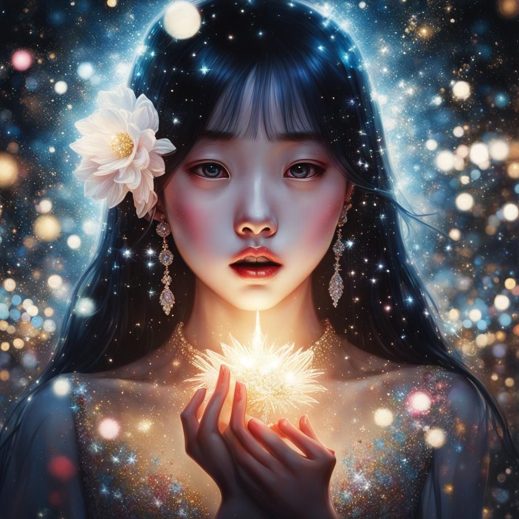 Cinematic Portrait of Night Princess in Vibrant Chiaroscuro...