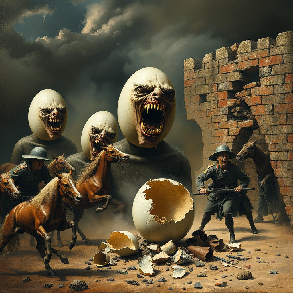 Dark, Gothic Anthropomorphic Eggs Seethe with Fury as Chaos...