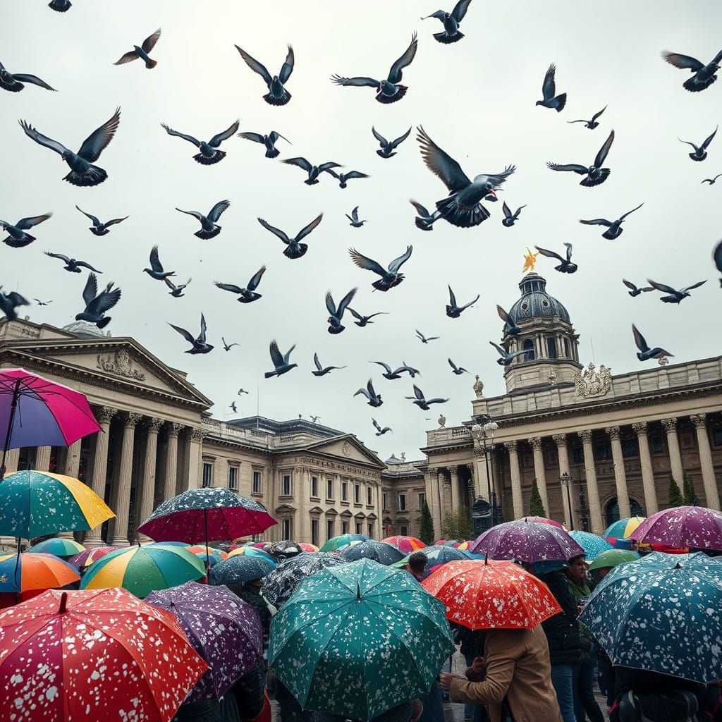 Vibrant London Chaos in Splatter-Art Style